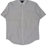 Ralph Lauren Striped Short Sleeve Shirt - Large Blue Cotton