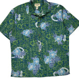 Cooke Street Floral Hawaiian Shirt - Large Blue Cotton