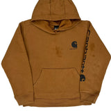 Age 10-12 Carhartt Spellout Hoodie - Medium Brown Cotton