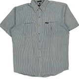 Dickies Striped Short Sleeve Shirt - Large White Cotton
