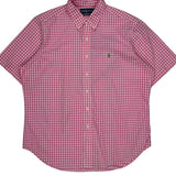 Ralph Lauren Checked Short Sleeve Shirt - XL Pink Cotton