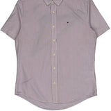 Tommy Hilfiger Striped Short Sleeve Shirt - Medium Pink Cotton
