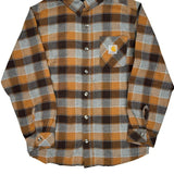 Age 10-12 Carhartt Checked Flannel Shirt - Medium Brown Cotton
