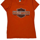 Motorcycles Harley Davidson Graphic T-Shirt - Small Orange Cotton
