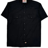 Dickies Short Sleeve Shirt - Medium Black Cotton