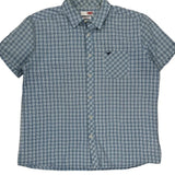 Mustang Checked Short Sleeve Shirt - XL Blue Cotton