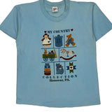 Anvil Single Stitch T-Shirt - Large Blue Cotton
