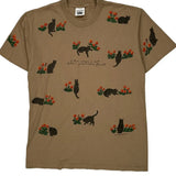 Cats And Flowers Relevant Products Single Stitch T-Shirt - Medium Brown Cotton