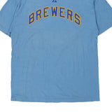 Milwaukee Brewers Majestic MLB T-Shirt - Large Blue Cotton