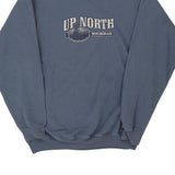 Up North Michigan Clique Graphic Sweatshirt - Large Blue Cotton Blend