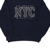 NYC Jerzees College Sweatshirt - Large Navy Cotton Blend