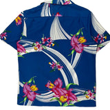 Hilo Hattie Floral Hawaiian Shirt - Large Blue Polyester