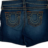 True Religion Denim Shorts - 28W UK 8 Dark Wash Cotton Blend