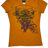 Harley Davidson Graphic T-Shirt - Medium Orange Cotton