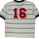 Made In USA Nike Striped Football Shirt - Large White Polyester
