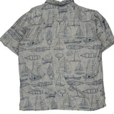 Newport Blue Graphic Hawaiian Shirt - Large White Viscose