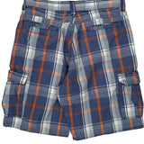 Wrangler Checked Cargo Shorts - 30W 10L Blue Cotton