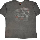 Harbor Town Harley Davidson Graphic T-Shirt - 2XL Gray Cotton Blend
