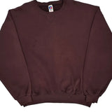 90S Blank Russell Athletic Sweatshirt - 2XL Burgundy Cotton Blend