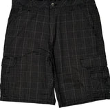 Wrangler Checked Cargo Shorts - 34W 10L Black Cotton