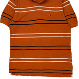 Tommy Hilfiger Striped Polo Shirt - Small Orange Cotton