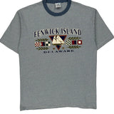 Fenwick Island Delaware Cal Cru Single Stitch T-Shirt - Large Blue Cotton
