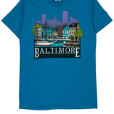 Single Stitch Baltimore Fell'S Point Hanes Graphic T-Shirt - Medium Blue Cotton Blend