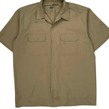 Dickies Short Sleeve Shirt - Large Khaki Cotton Blend