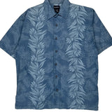 Puritan Floral Hawaiian Shirt - Large Blue Cotton