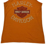 Roatan Honduras Harley Davidson Tank Top - Medium Orange Cotton