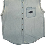 Biker Blues. Made In USA Harley Davidson Denim Shirt - XL Light Wash Cotton