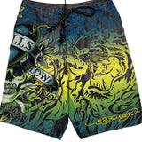 Skull Design Ed Hardy Graphic Shorts - 31″ Waist Multicoloured Polyester