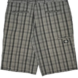 Dickies Checked Shorts - 36W 12L Grey Cotton