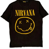 Smiley Face Logo Nirvana Band T-Shirt - Medium Black Cotton