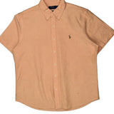 Polo By Ralph Lauren Short Sleeve Shirt - Large Orange Cotton