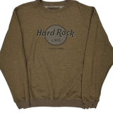 Hard Rock Cafe Graphic Sweatshirt - XL Brown Cotton