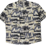 Keeler Bay Graphic Hawaiian Shirt - Large Grey Cotton