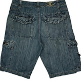 Aeropostale Cargo Shorts - 33W 11L Blue Cotton Blend