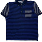 Tommy Hilfiger Striped Polo Shirt - Large Navy Cotton