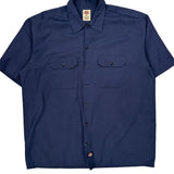 Dickies Short Sleeve Shirt - XL Blue Polyester Blend