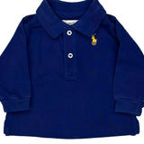 Age 3 Months Ralph Lauren Long Sleeve Polo Shirt - 3XS Blue Cotton