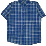 Tall Wrangler Checked Short Sleeve Shirt - XL Blue Cotton Blend