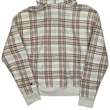 Reverse Weave Champion Checked Hoodie - Medium Brown Cotton Blend