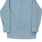 Age 10-11 Elbow Striped Shirt - Medium Blue Cotton