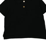 Pierre Cardin Cropped Polo Shirt - Medium Black Cotton