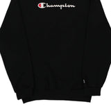 Age 12-14 Champion Spellout Sweatshirt - Large Black Cotton