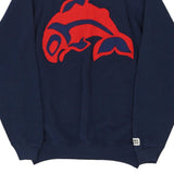 Age 11-12 Made in USA Hanes Collared Sweatshirt - Medium Navy Cotton