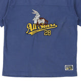 Age 7-8. All Stars Looney Tunes Warner Bros Embroidered T-Shirt - Medium Blue Cotton