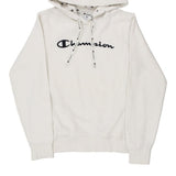 Age 14-16 Champion Spellout Hoodie - XL White Cotton