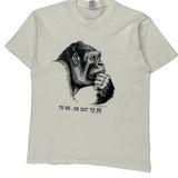 Chimpanzee Thinking Print Fruit Of The Loom Graphic T-Shirt - Large White Cotton
